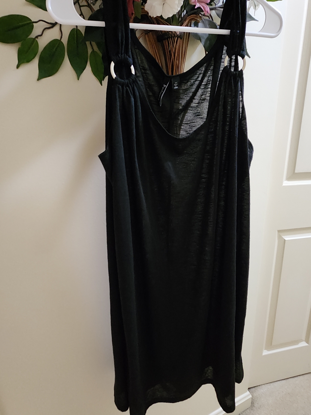 Women's Portocruz Ring Strap Black Swim Cover Up Tank Dress Size 2X